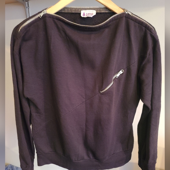 Vintage 80's Tree Lane Black Zipper Sweatshirt! - Picture 5 of 7
